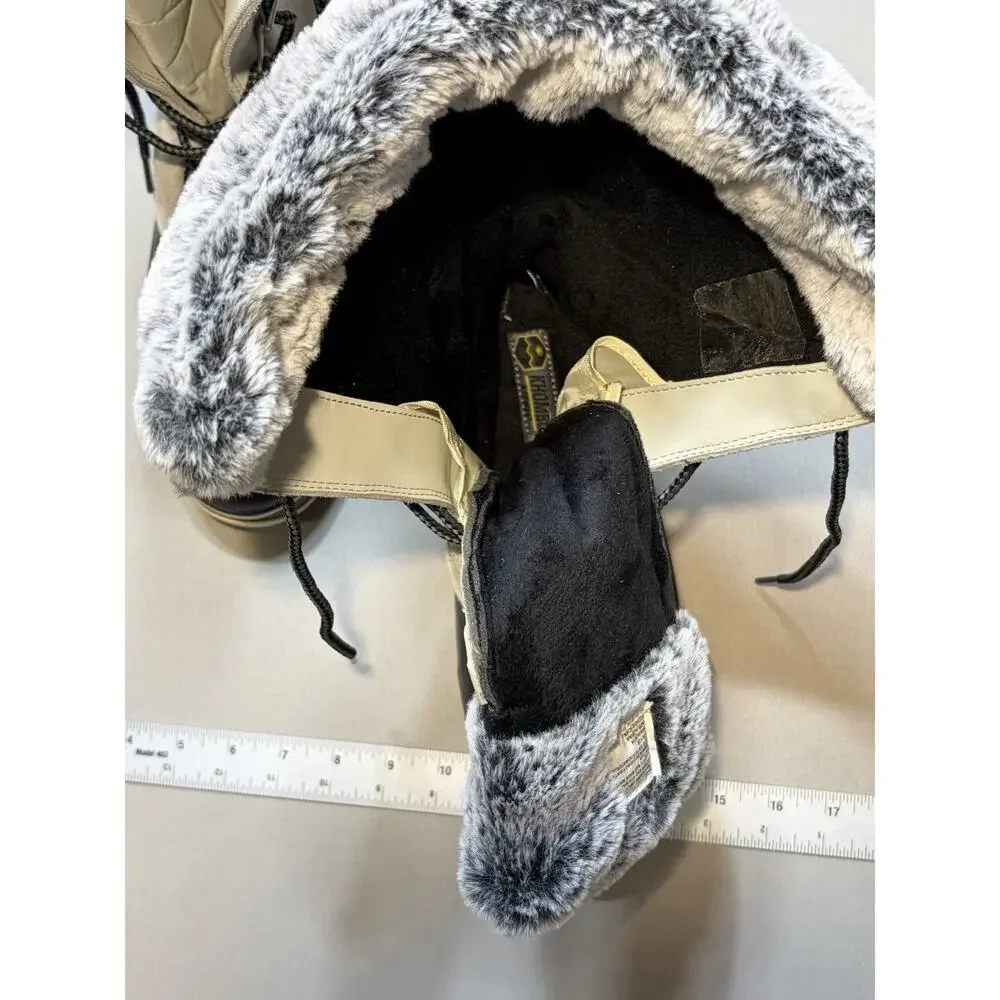 Khombu Emily Winter Snow Boots Womens Size 8 Gray Faux Fur Waterproof Duck Boots